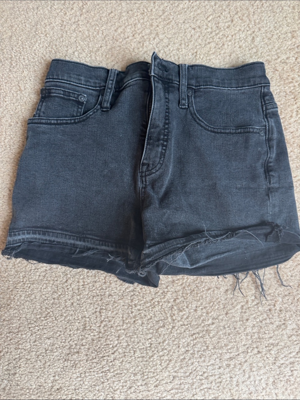 High-Rise Black Denim Cutoff Shorts - Women